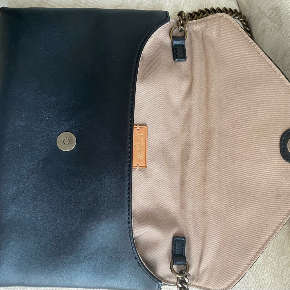 J.Crew Black clutch bag with chain link strap. - Picture 5 of 11